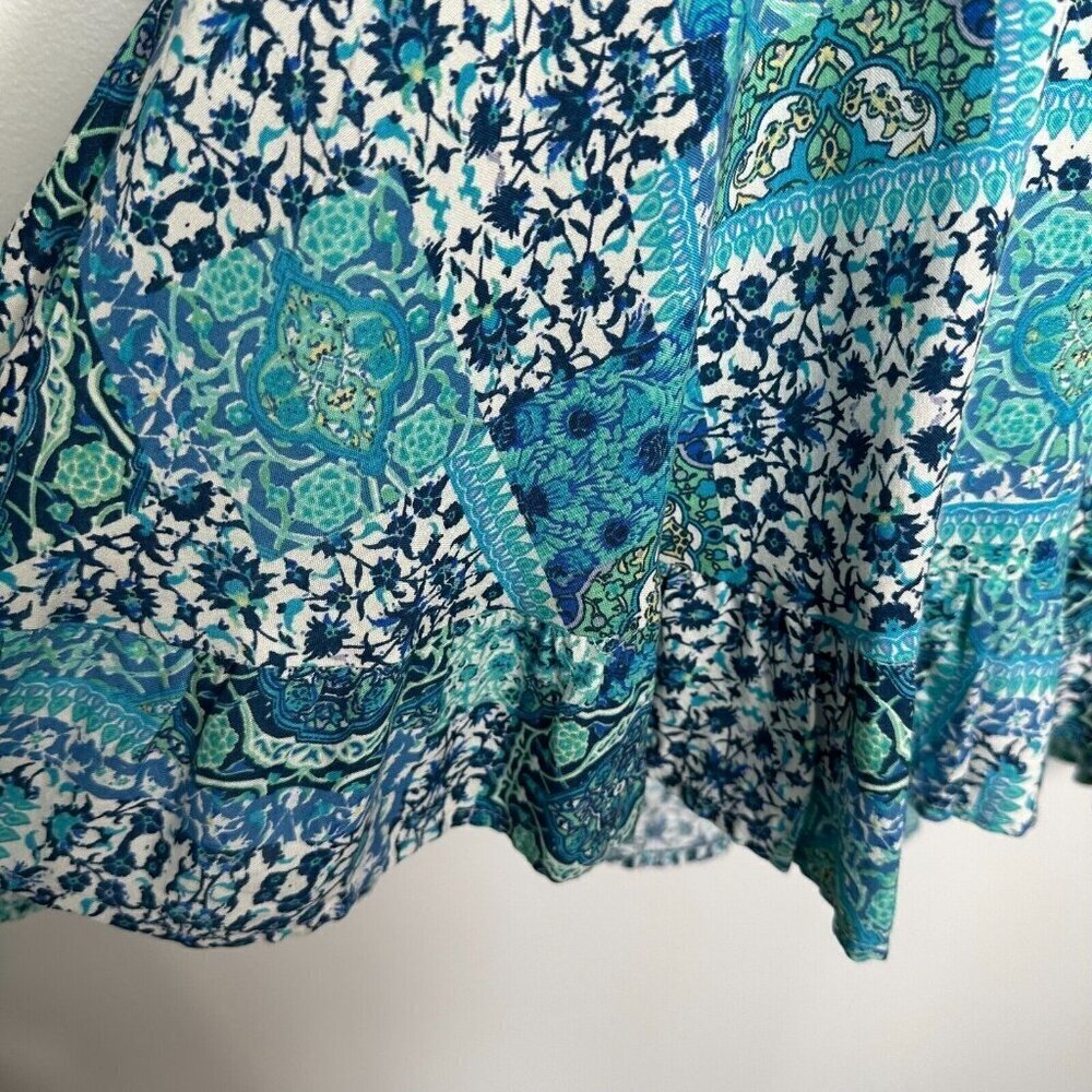 Avenue Tunic Top Patchwork Print Aqua Floral Size… - image 6
